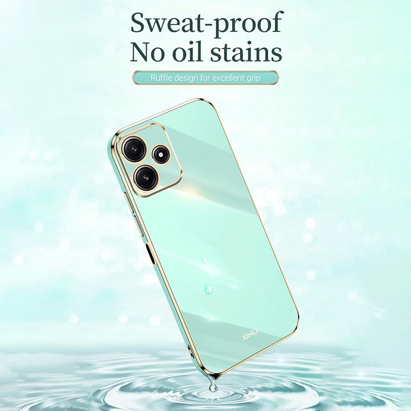 XINLI For Xiaomi Redmi Note 12R 5G Case Electroplated Gold Edge TPU Phone Back Cover