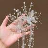 Long Crystal Butterfly Bead Tassel Hair Clips for Women Shiny Luxury Headwear Side Bangs Double Ponytails Photos Accessory Gift