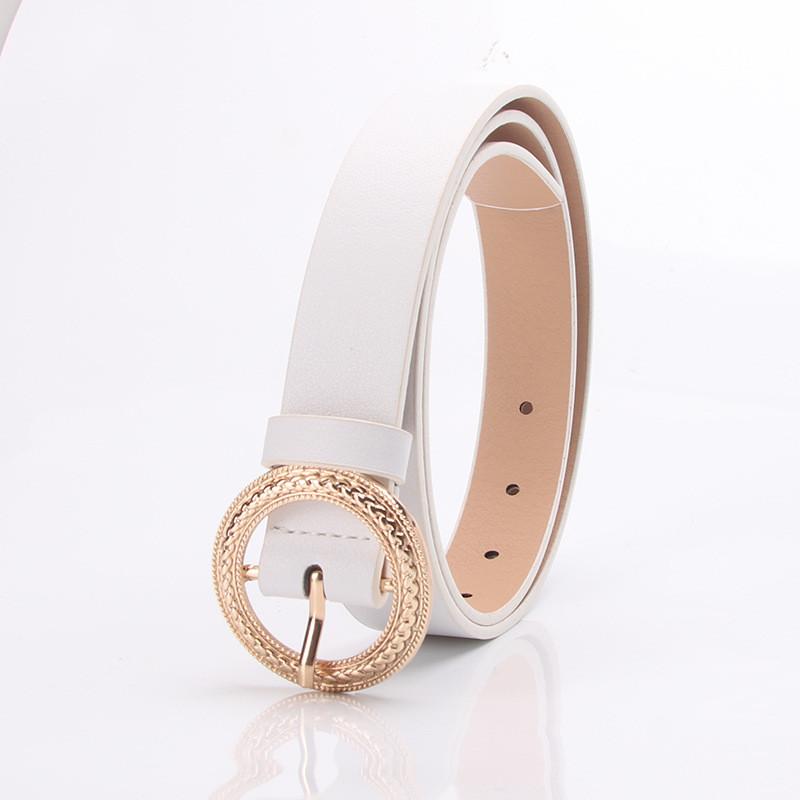 Womens Fashion Pu Leather Belt With Alloy Buckle For Casual Wear And Office Style