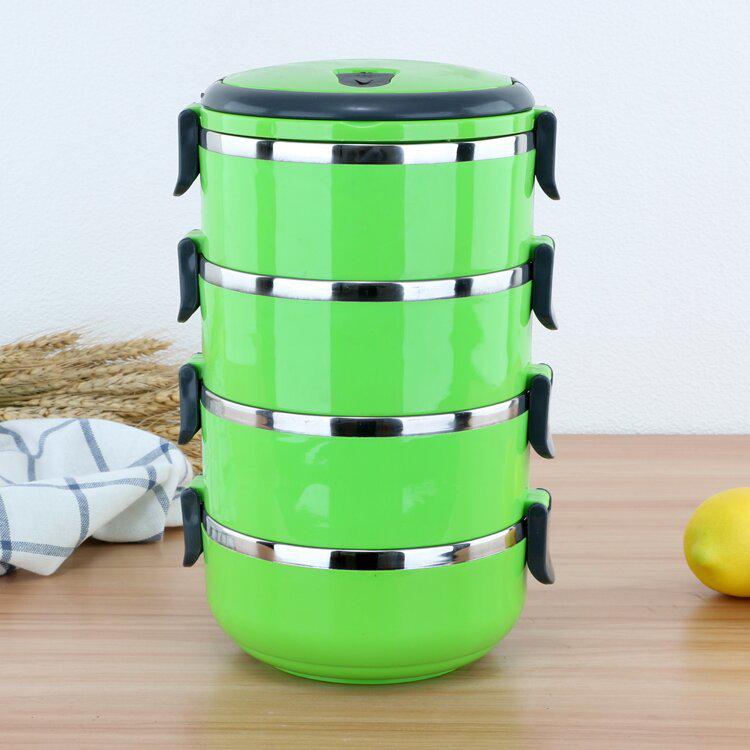 Stainless Steel Multi-layer Insulated Bento Box for Students and Office Use
