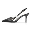3-Pointed thin heel leather high heels bag head empty rivets high heel polka dot shoes are not tired feet single shoes