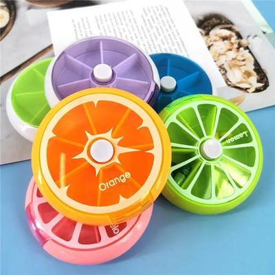 Seven Grid Rotating Convenient Plastic Medicine Box Sealed Packaging Box Household Medicine Storage Box