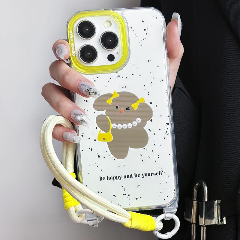 

Чехол для iPhone Zhitai: Мультяшный дизайн для Apple iPhone 12–15 Pro Max, со шнурком и зеркалом iPhone 15 Pro Max