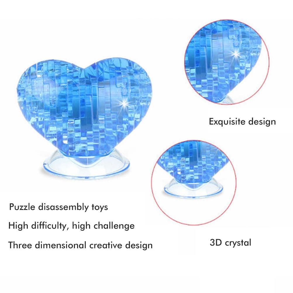 3D heart shaped crystal puzzle educational toy