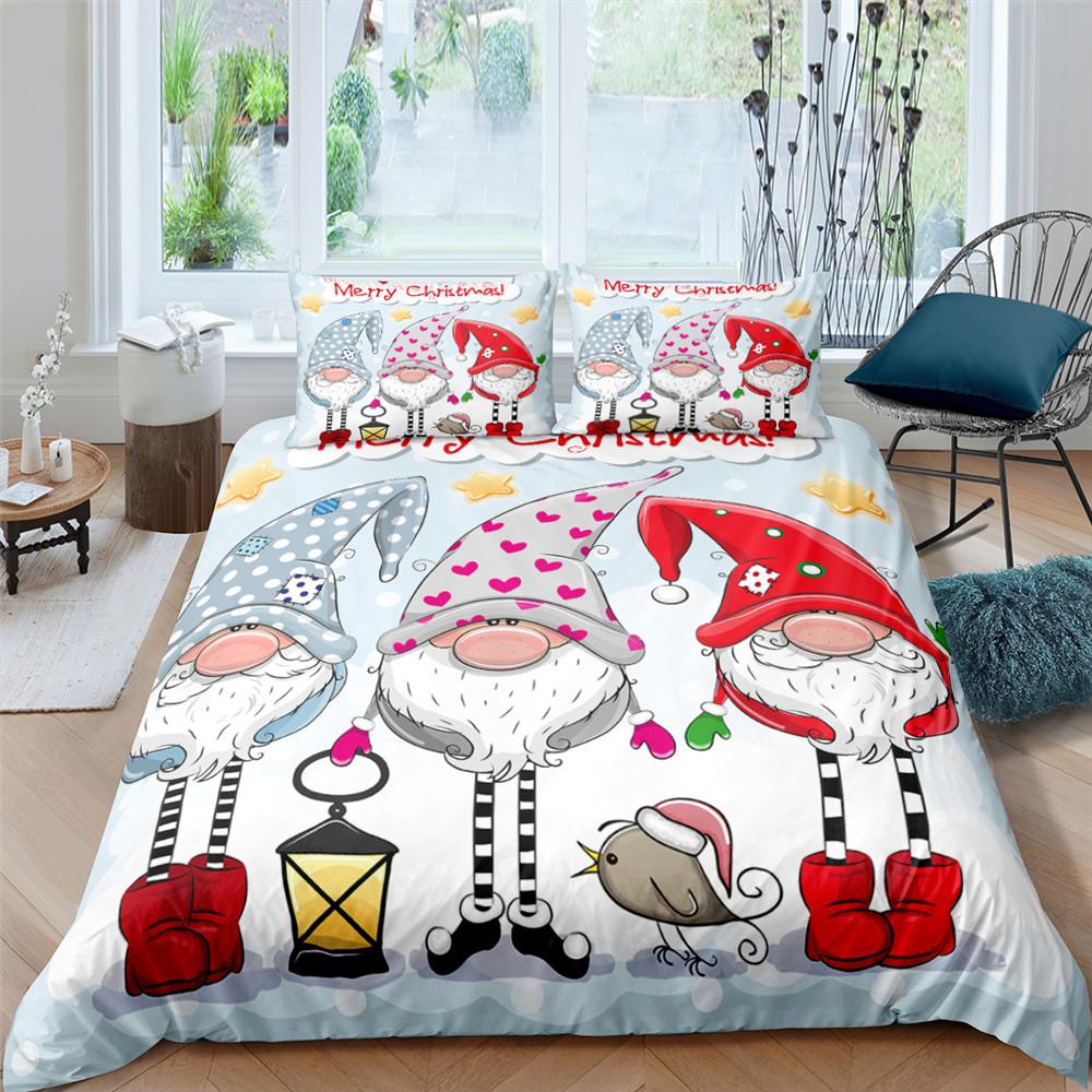 Merry Christmas Bedding Set King Queen Full Twin Size Kids Cartoon Duvet Cover Snow Comforter Cover 2/3pcs Polyester Quilt Cover