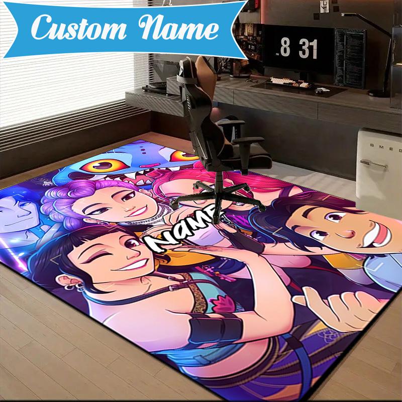Custom Name Fantasy Friends KPop Rug for Living Room, Game Rooms, Office, Bedroom, Floor Mat Playful Design, fan gifts Christmas decor