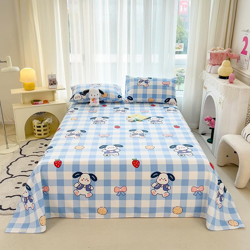 Cute Bear Pattern Bed Sheet Set Cartoon Style 100% Cotton Soft Bed Linen for Kids Boys Girls Bedroom Decoration Bedding Set