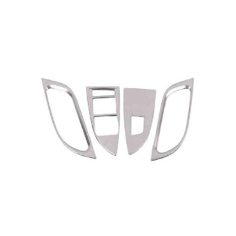 For Chevrolet Cruze 2016-19 Silver Steel Window Lift Panel Switch Frame Trim 4X