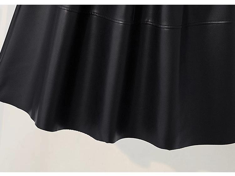 High-Waisted Coffee PU Leather A-Line Skirt - Autumn/Winter 2025 Mid-Length Slimming Pencil Design