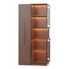 Display Cabinet 70×38×160 Cm with Pull-out Shelf – Double-glass Floor Display Case LED, MDF Cabinet Walnut, for Living Room, Dining Room, Kitchen