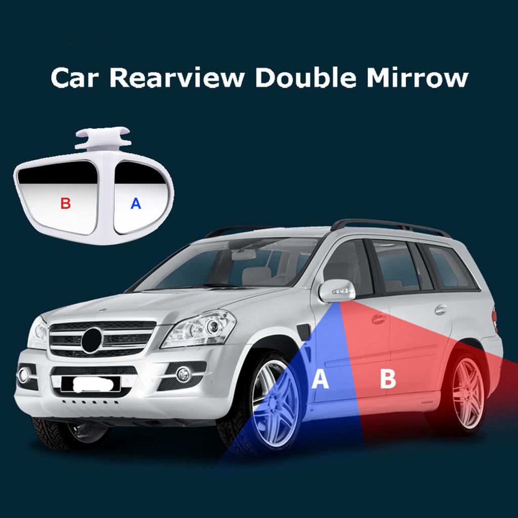 2pcs 360-Degree Rotation Safety Convex Mirror Wide Angle Self-Adhesive Car Blind Spot Mirror Auto Auxiliary Rear View Mirror