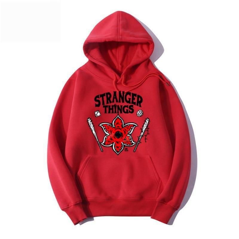 Stranger Things 4 Anime Print Velvet Hoodie Sweatshirt
