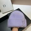 Bonnet Tricoté Double Épaisseur en Poil de Lapin Long Style Mode Célébrité Chapeau en Laine Hiver Extérieur Chapeau Thermique