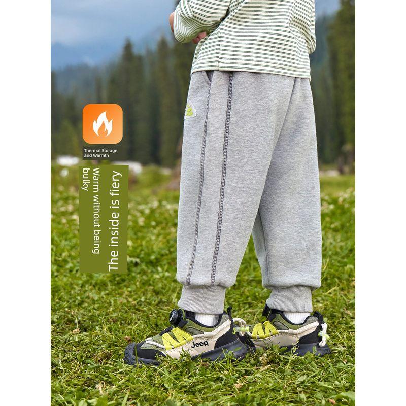 Boys' Fleece-Lined Sweatpants, Winter 2025 New Thickened Polar Fleece Joggers, Children's Autumn and Winter Clothing