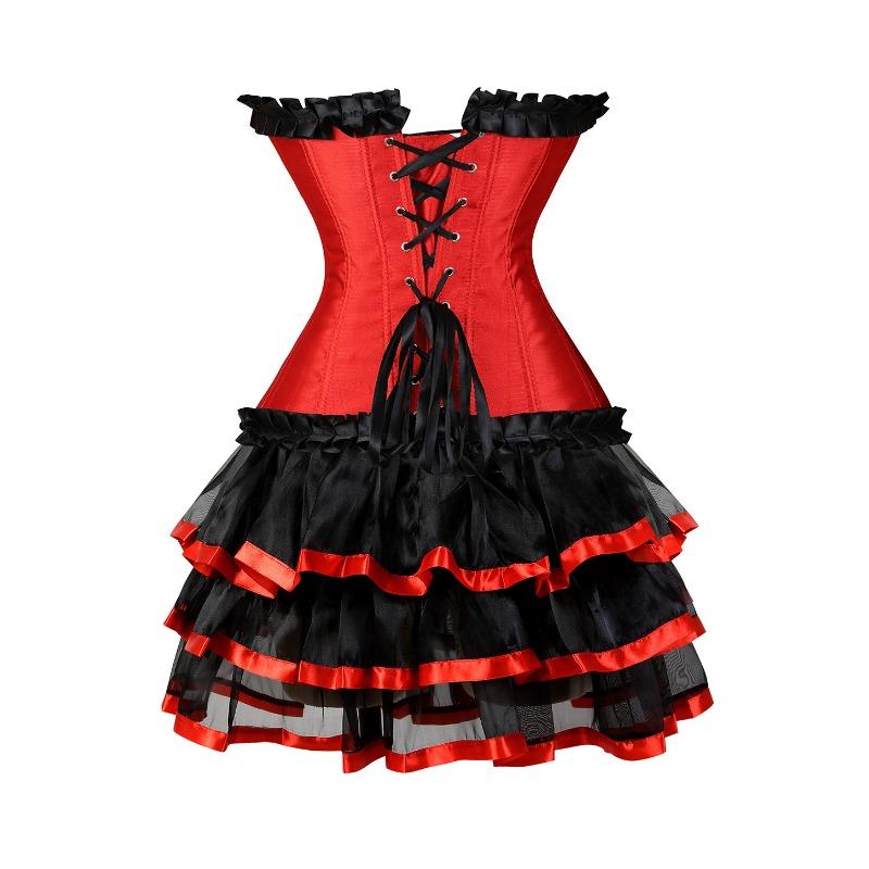 Set Due Pezzi Shapewear Donna Forma Palazzo Top Corsetto Modellante con Bordi Arricciati Gonna Corta