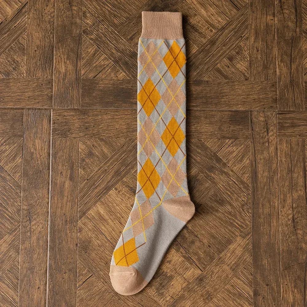 Fashion Plaid Women Stockings Long Socks Stockings Women College Style Knitted Cotton Knee Socks Stockings Japanese School Girls