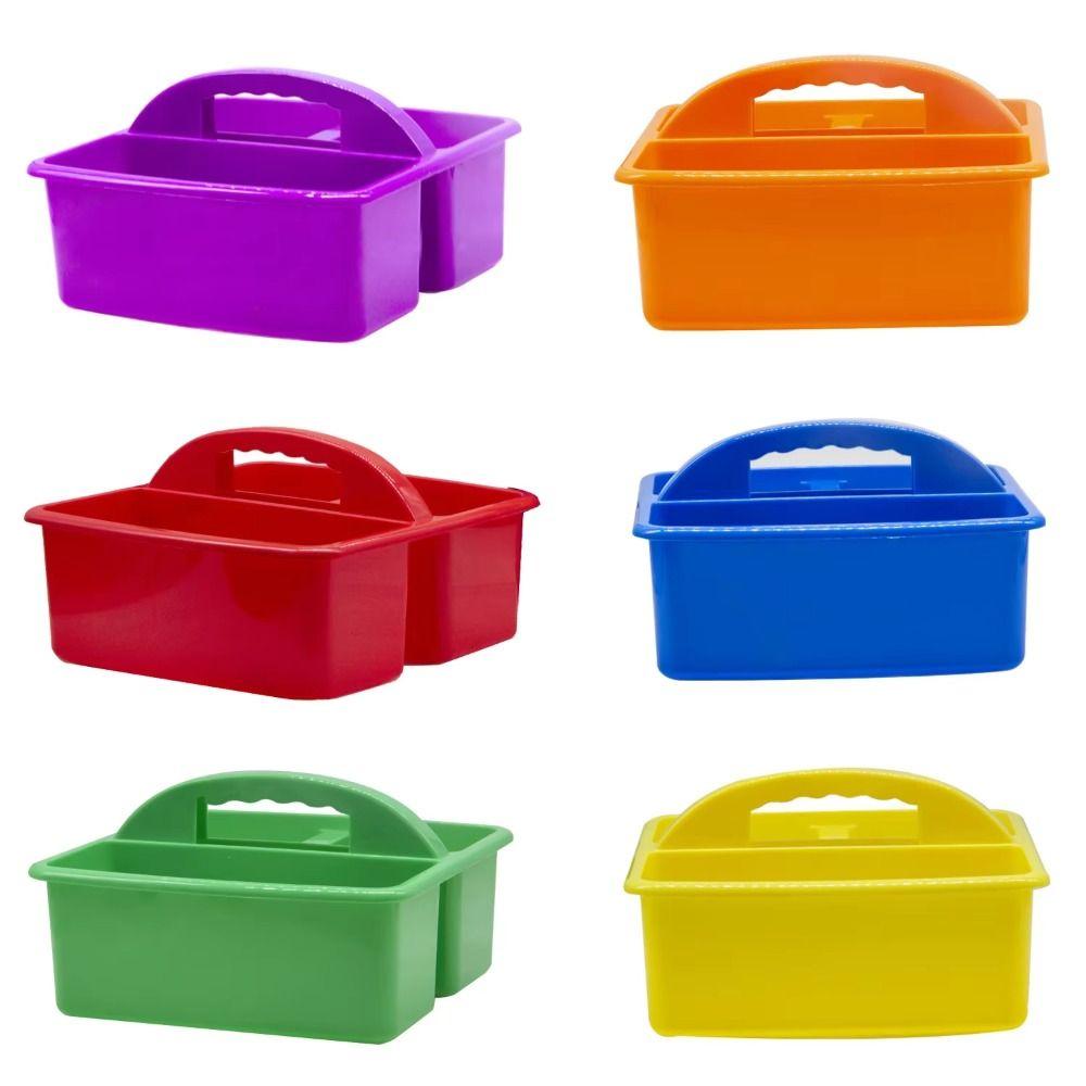 6Pcs/Set with Handles Plastic Storage Organizer Stackable Desktop Storage Box  Pen