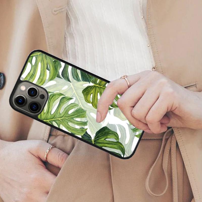 Green Monstera Leaf Magnetic Phone Case For APPLE iPhone 17 Air 16 14 13 12 Pro Max 15 Plus Wireless Charge With MagSafe Cover
