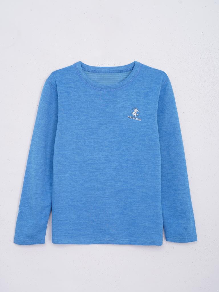 Dětská teplá souprava na doma 2dílná, Jednobarevné termotričko s dlouhým rukávem a kalhoty s elastickým pasem, Zimní spodní prádlo na spaní