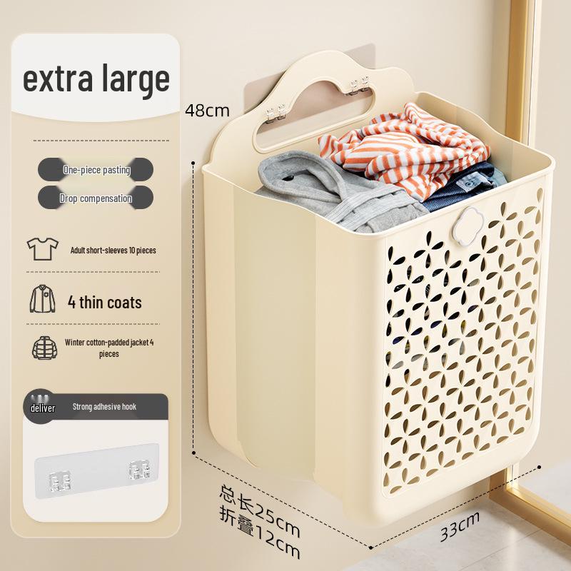 Large Capacity Foldable Wall-Mounted Laundry Basket - Portable for Dorm and Bathroom
