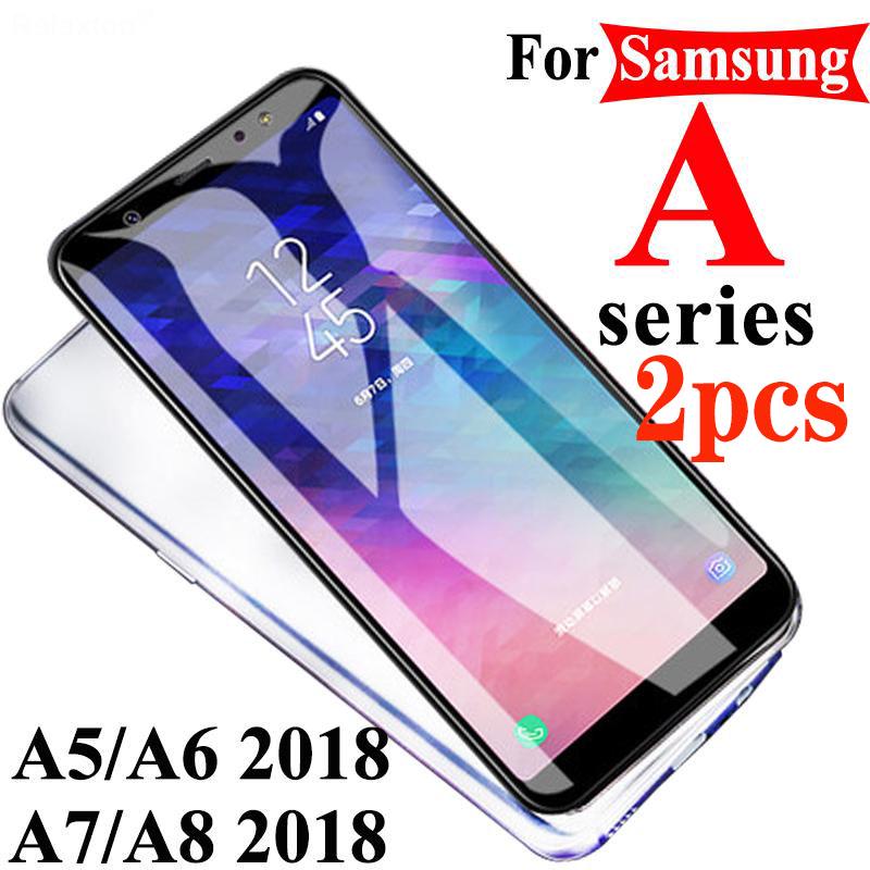 

2pcs Защитное стекло на для Samsung галактики A5 A6 A8 A8 2018 5 6 7 8 закаленные очки