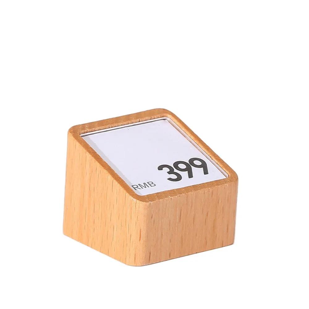 Держатель ценников разных размеров Акриловое окно Хаки Кофе Акриловая стойка для этикеток Деревянное основание Стеллаж для ценников Стенд для демонстрации