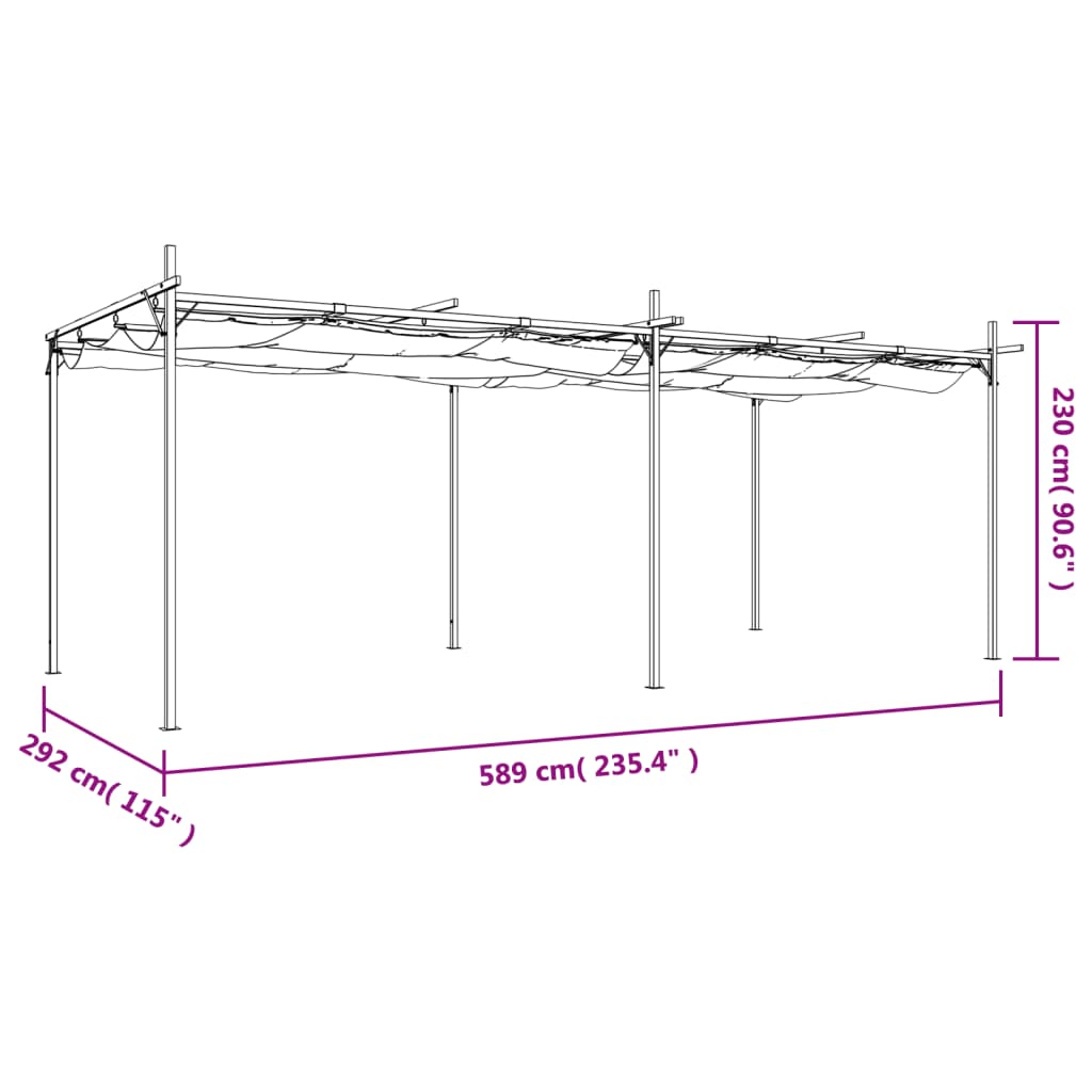 Pergola with Sliding Roof Taupe 589 X 292 X 230 Cm