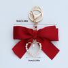 Elegant Pearls Heart Ribbon Bowknot Keychain For Women With Korean Style Design And Sturdy Alloy Materials