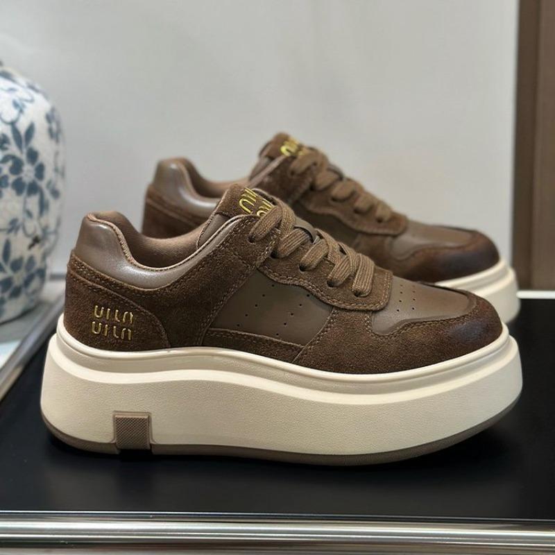Light luxury retro leather high-top shoes women's shoes autumn and winter new velvet platform casual sports velvet board shoes