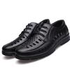 2025 Summer Business Leather Shoes Cowhide Dad Shoes Men's Hollow Hole Shoes Middle-aged and Elderly Leather Sandals Casual Shoes Men's Shoes