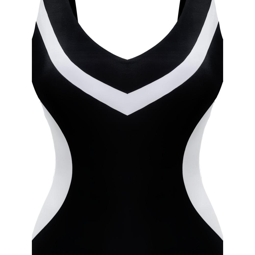 High-Waisted Women's Elegant One-Piece Swimsuit | Backless Design, Full-Body Print, High Elasticity Fabric for Beach & Pool, Long Sleeve Swimsuit