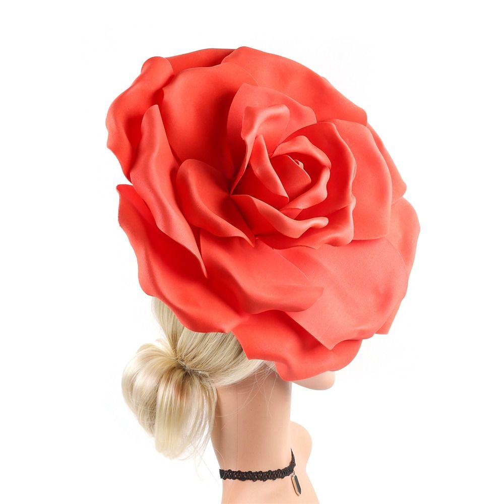 Wedding Bridal Rose Flowers Fascinator Hat Exaggerated Mardi Gras Headpiece  for Women