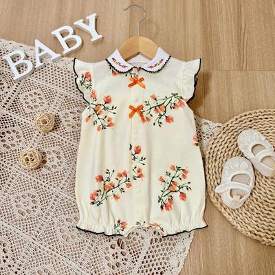 2026 Cute Floral Summer Romper for Infants and Toddlers - Orange