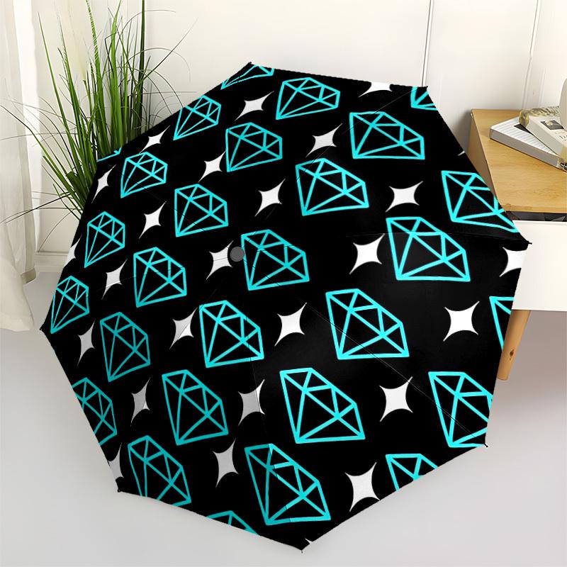 

1pc Diamond Pattern Automatic Opening and Closing Folding Umbrella with 8 Iron Ribs - Portable, Foldable for Travel yy251124121