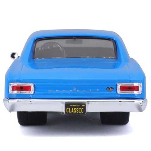 Maisto 1/24 Scale Chevrolet Chevelle 1966 Blue Custom Classic Muscle Series / Diecast Model Car, Finished Product, 31333