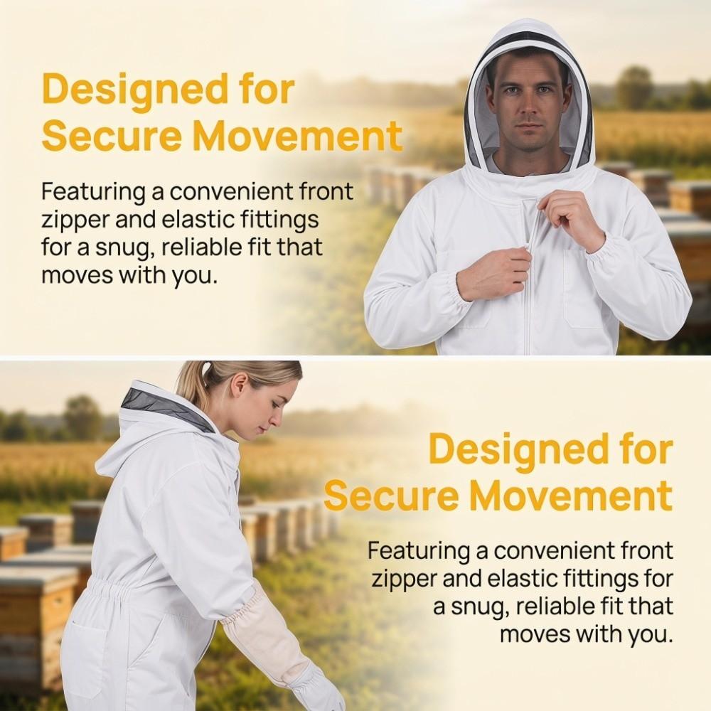 Set 1 Breathable Professional Beekeeping Suit White Full Body Beekeeping Suit Beekeeping
