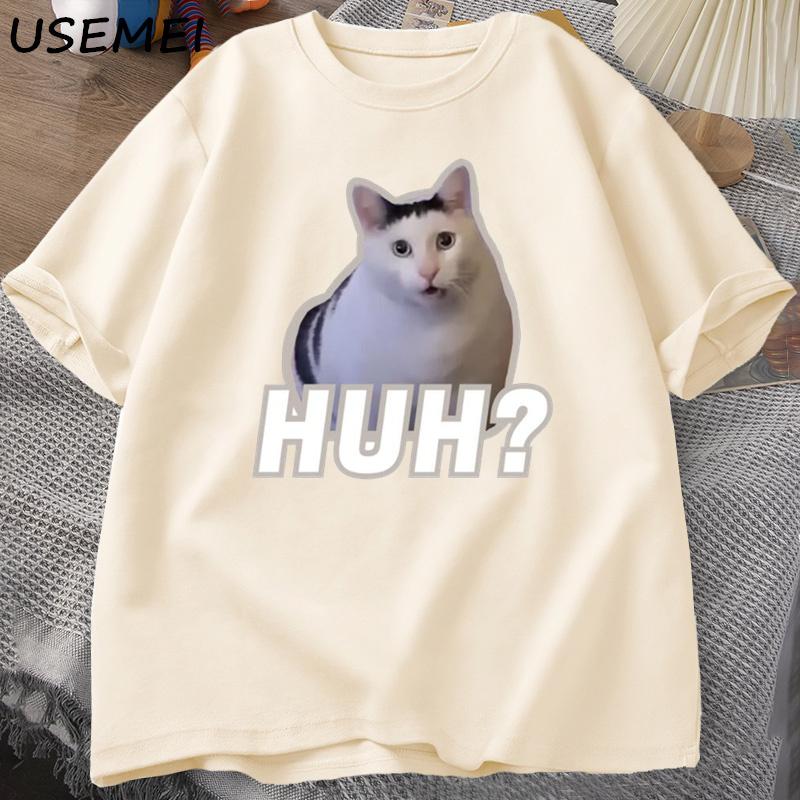 Huh Cat Meme T Shirt Funny Cute Cat Graphic T Shirts Unisex Fashion Tshirt Summer Couples Casual Cotton Oversized Tees Clothing