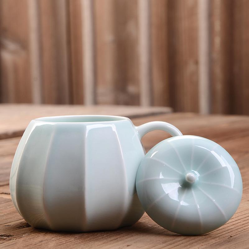 Pumpkin Water Mug Breakfast Milk Cup Cute Halloween Ceramic Mug with Lid Christmas Eve Presents Drinkware