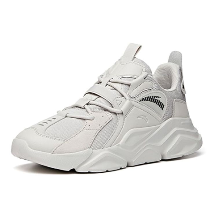 Anta Mesh Synthetic Leather Shock Absorbing Wear Resistant Rebound Low Top Casual Shoes Men sneaker Gray 912038821-3