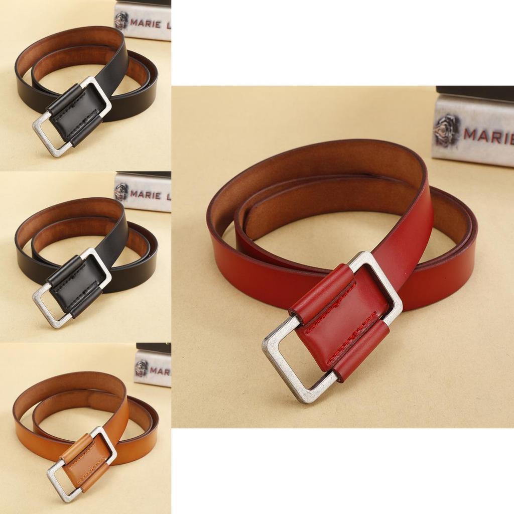 Vintage Leather Belt For Women With Alloy Buckle And Casual Style For Denim Pants Wear