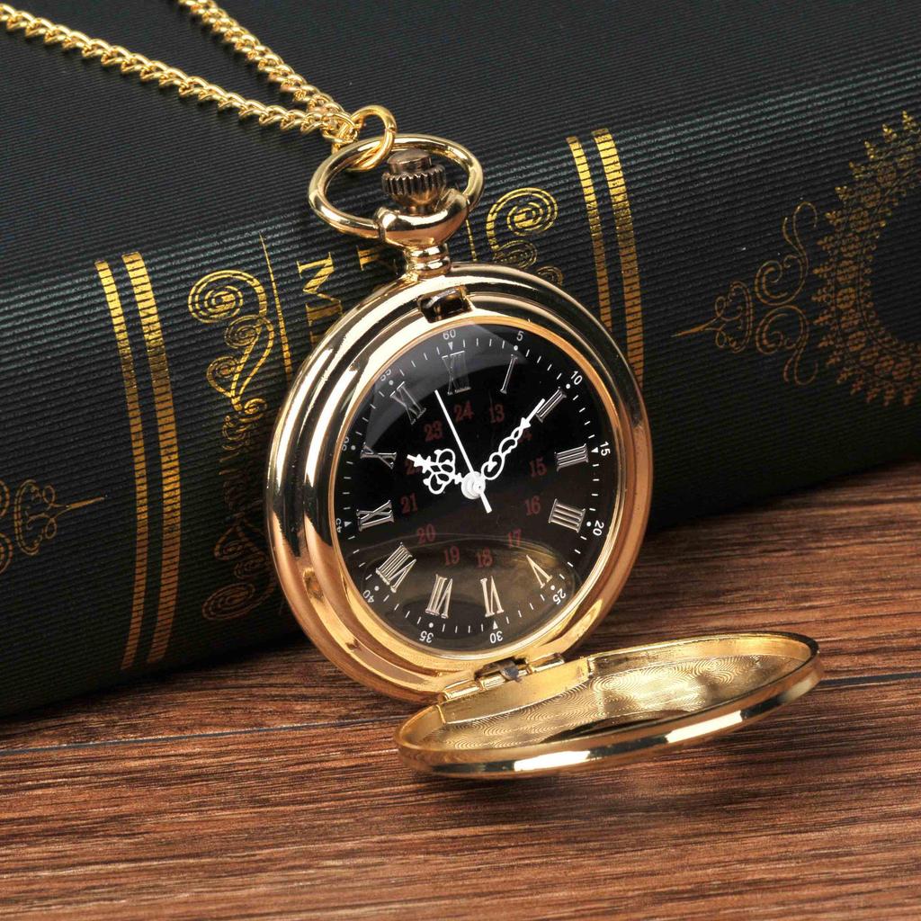 Large Gold Roman Quartz Pocket Watch