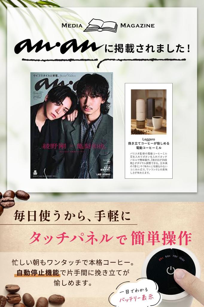 in anan x Barista Leggero Electric Cordless Coffee Conical USB with Touch Panel for Easy Operation and 39 Grind Settings [Featured Supervised]