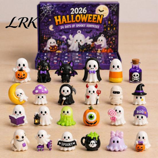 Figure Artigianali di Resina per Halloween Calendario dell'Avvento 2026, Conto alla Rovescia di 24 Giorni con Fantasma, Set di Figure Miniature da Collezione, Regali per Bambini Ragazzi Ragazze,
