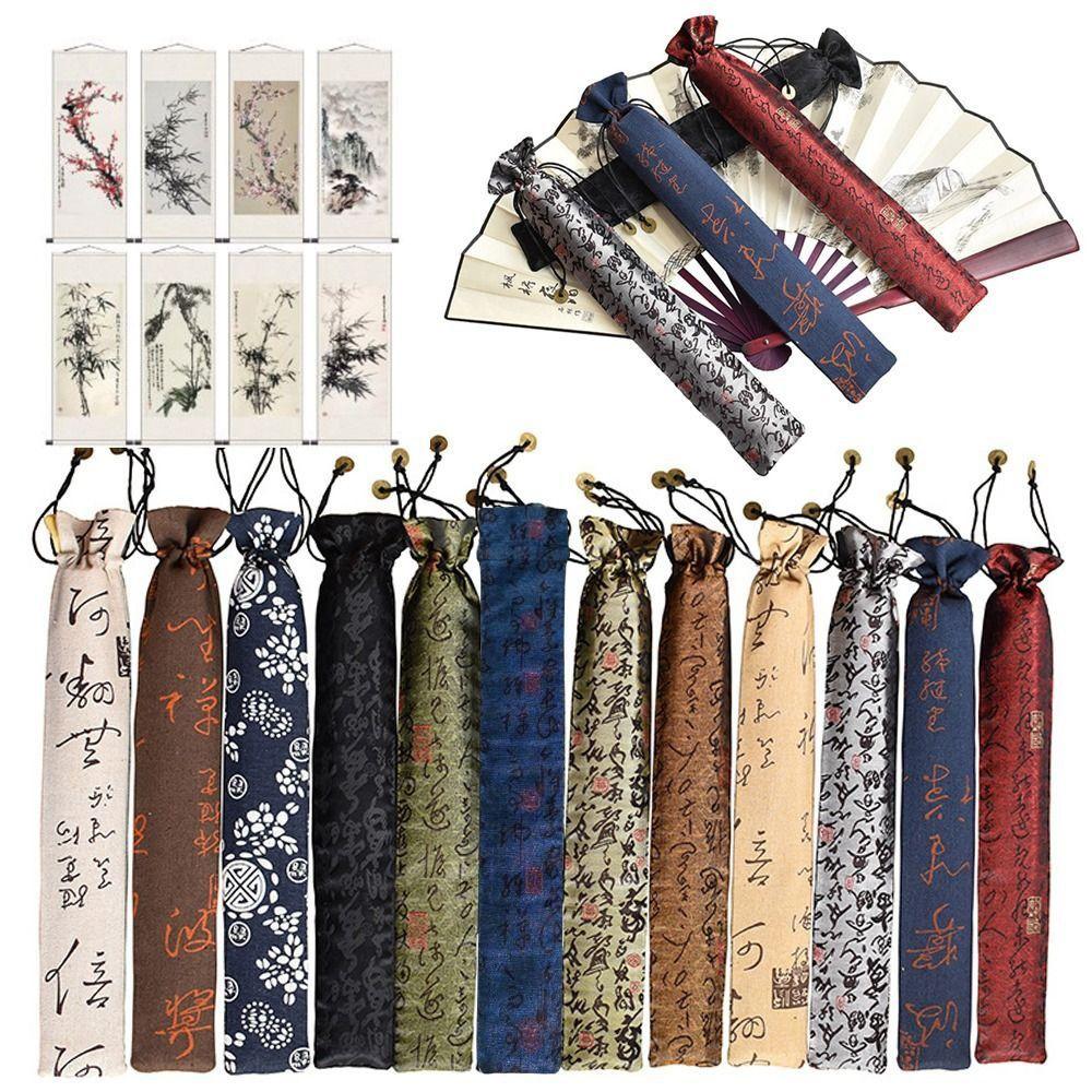 Brocade Folding Hand Fan Bag Gifts Packing Flute Protector Case Cover Picture