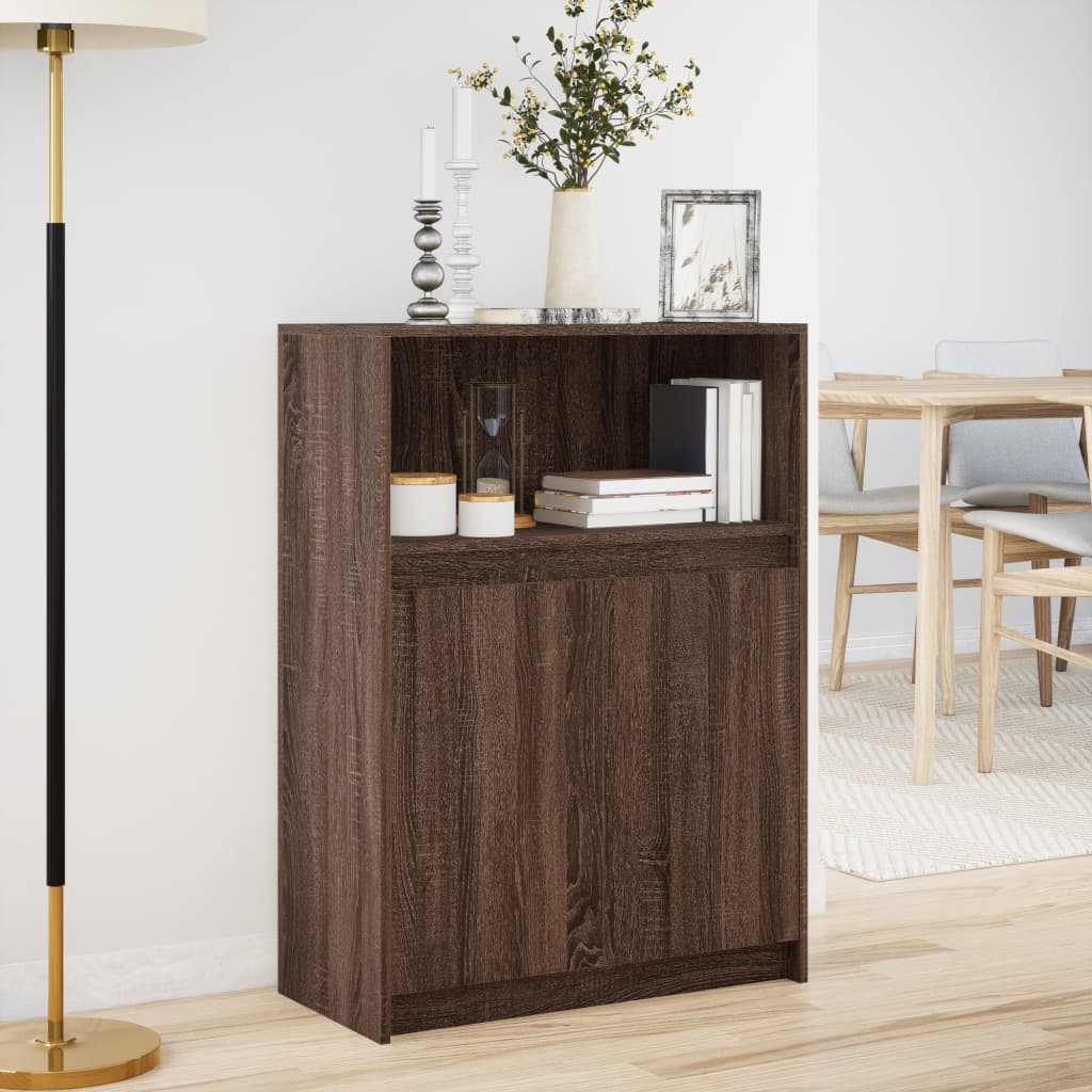 Sideboard with LED Lighting Brown Oak Effect 72 x 34 x 100 cm Wood Based Material