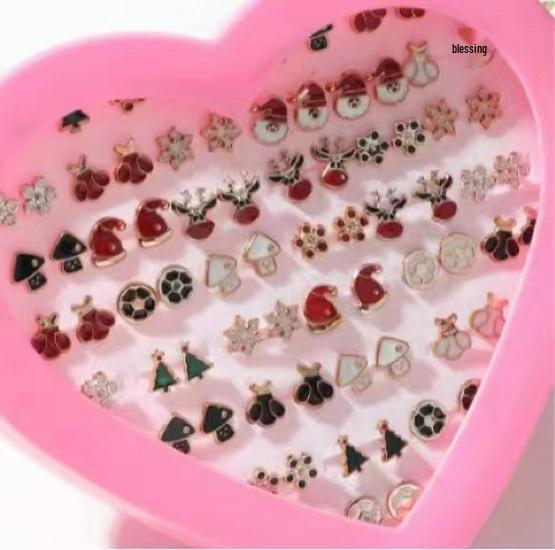Korean Style 36-Pair Boxed Plastic Stud Earrings Set - Simple Internet Celebrity Birthday Gift