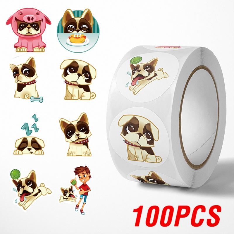 100-500Pcs First-Class Reward Superior-Grade Sticker Premium-Quality Cartoon Top-Grade Dog High-Standard Pattern First-Class Encouragement
