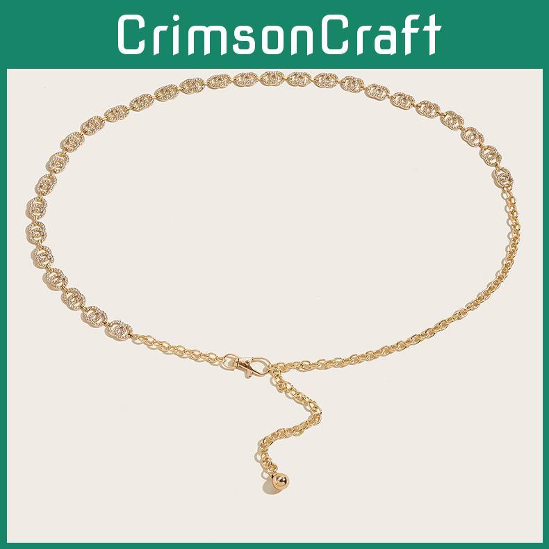 Fine Double Rhinestone Circle Shape Waist Chain Dress Waist Decoration Cinching