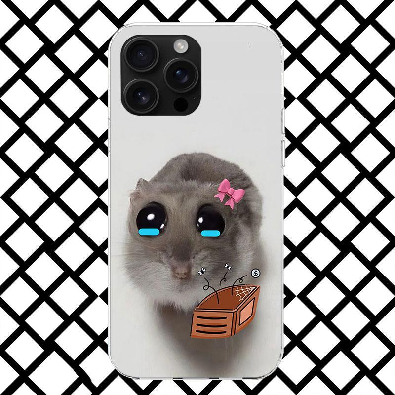 Funny Sad Hamster Meme Phone Case for iPhone 17 Air 16 16E 15 14 Plus 13 Mini 12 11 Pro Max 7 8 + SE 2020 Soft Cover Fundas 11 P