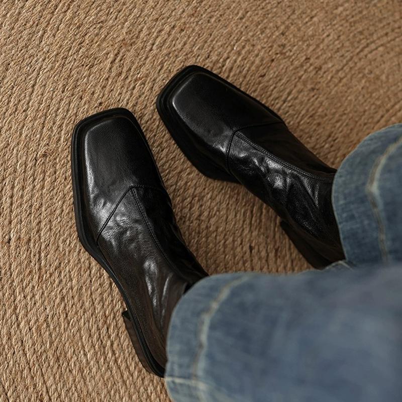 Fashion Ankle Boots Women Square Toe Fashion Dress Heeled Shoes Designer Dress Woman's Winter Boots 2025 Chelsea Botas De Mujer Shoes